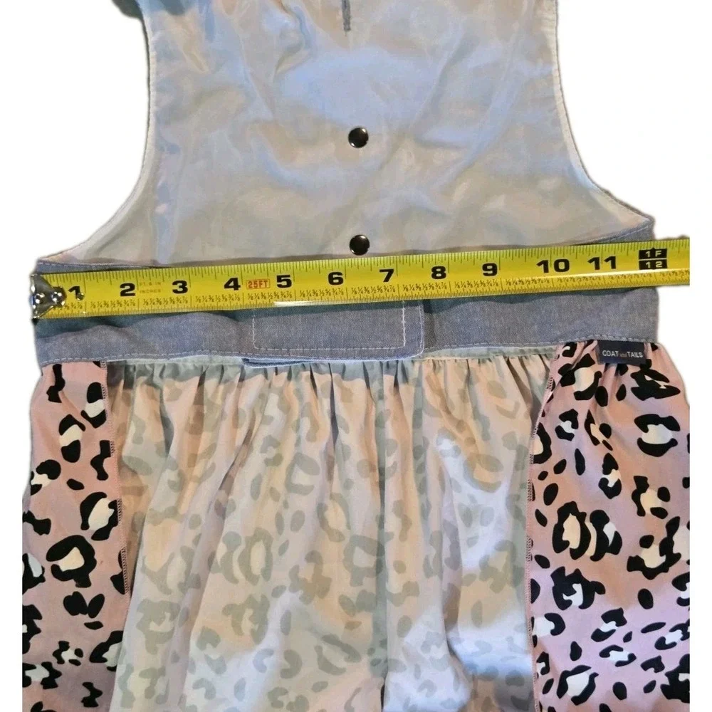 Coat & Tails Dog Dress L w/ Matching Hat S Pink Leopard Chambray